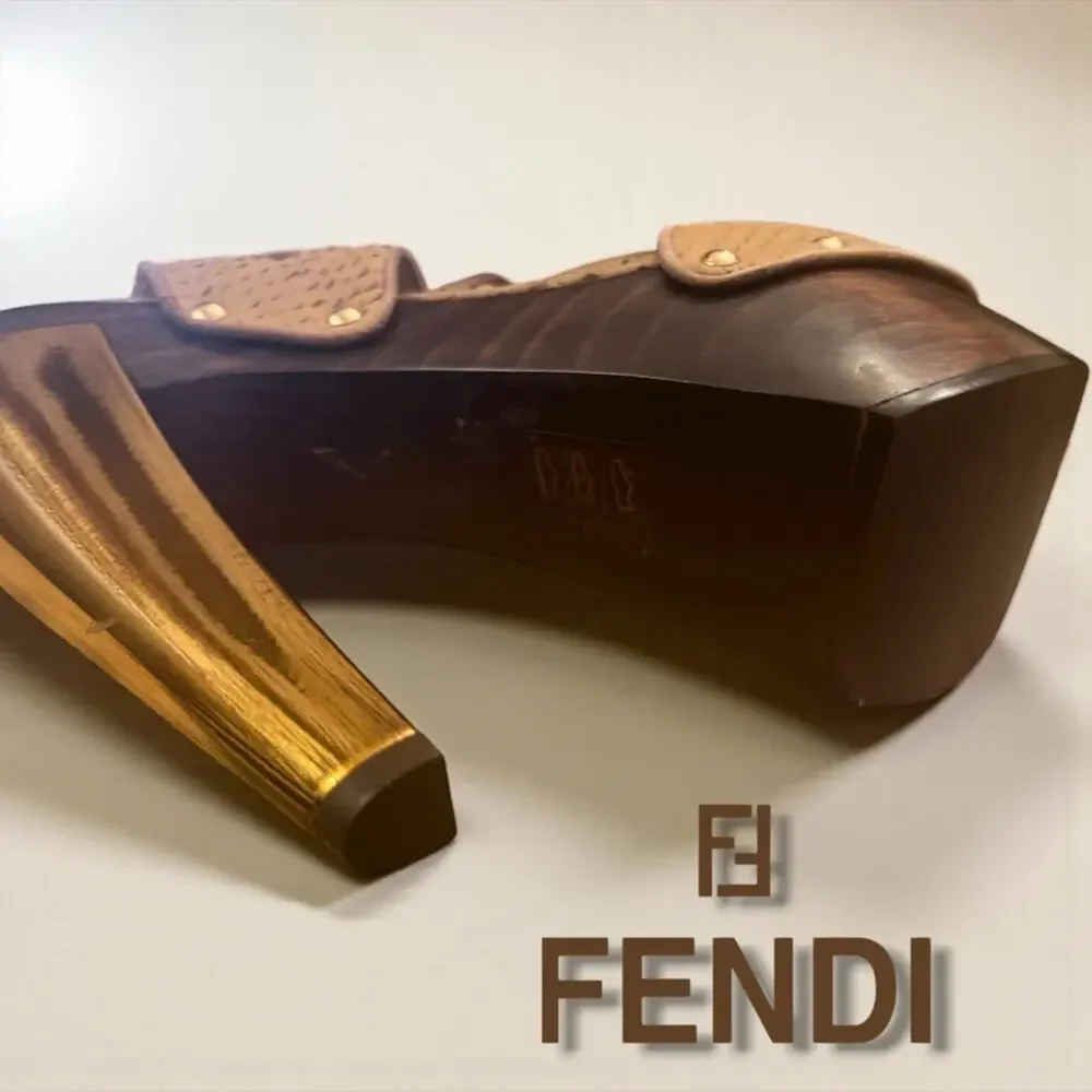 Fendi Zucca FF Logo Python Leather Platform Stilettos Size 9